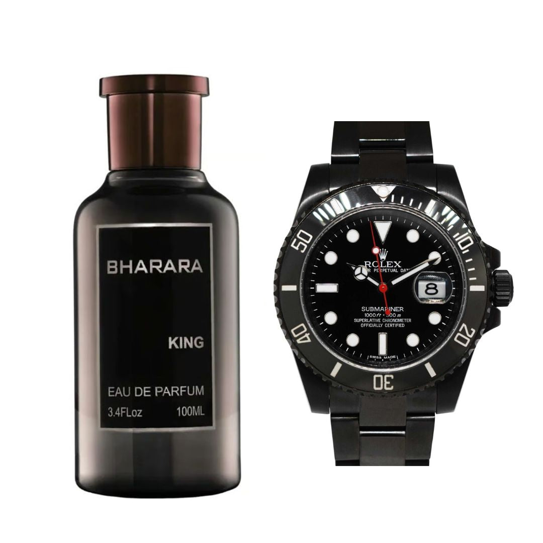 PERFUME BHARARA KING + RELOJ ROLEX