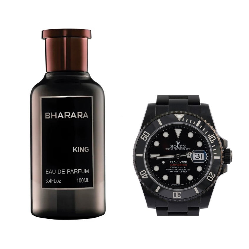 PERFUME BHARARA KING + RELOJ ROLEX